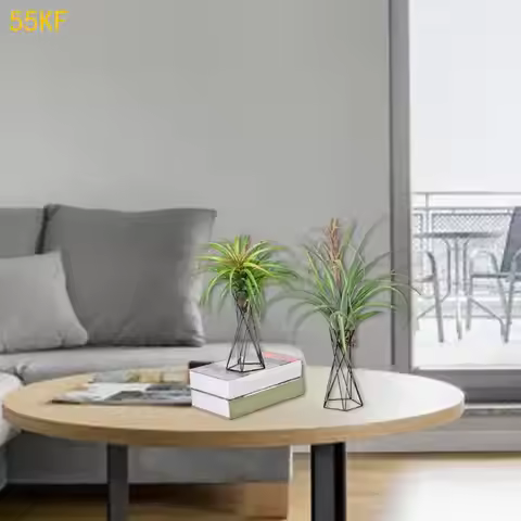 55KF Nordic Air Plant Holder Metal Flower Pot Stand Geometric Iron Tillandsia Holder