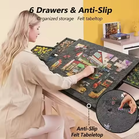 6in1 8/9mm 1000PCS Holds Decorative Puzzle Board With Bracket Cover Tiltable Portable Puzzle Desk St