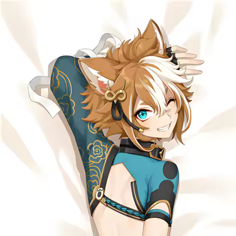 Sarung Bantal Cosplay Permainan Anime Genshin Impact Gorou Wu Lang Body Pillow CaseProperti Tubuh Pe