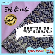 Combo Kain Pasang Songket Tenun Penuh + Valentino Soluna Plain | Baju Raya Baju Pengantin Baju Kebay