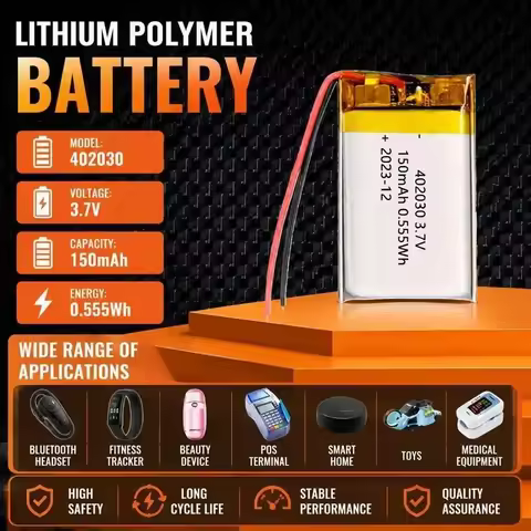 [New] 100pcs 402030 Polymer Lithium Battery 150mAh Bluetooth Headset Compartment 3.7V Ternary Lithiu