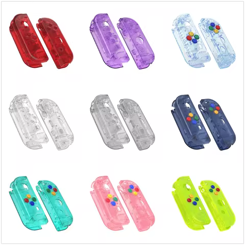 eXtremeRate Custom Transparent Housing Shell Cover W/Full Set Buttons for Nintendo Switch JoyCon & O