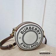 Burberry 帆布牛皮雙層圓餅斜背