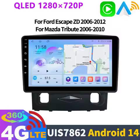 4G WIFI QLED 1280*720P Android 14 8G+256G Car Multimedia Radio DSP Stereo For Ford Escape ZD Mazda T
