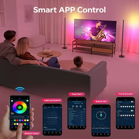 Corner Floor Lamp - Smart RGB LED Corner Lamp with 16 Million Colors, Music Sync, Timer, More Than a