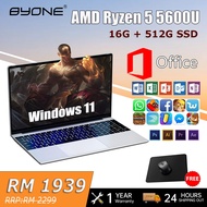 BYONE 15.6 Inch Gaming Laptop AMD Ryzen 5 5600U R3 5400U IPS Screen 16G RAM 512 SSD Windows 11 Pro Notebook Laptop for Student
