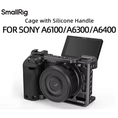 SmallRig 3164 DSLR Camera Cage Rig For Sony A6400 with Silicone Handgrip Handle & Cold Shoe for Sony