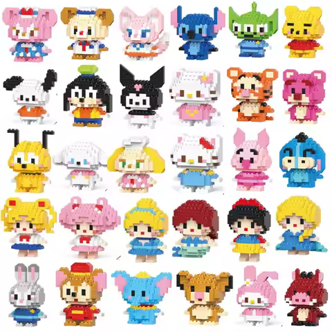 MINISO 214 style Winnie LinaBell StellaLou Building Blocks Princess Cartoon Figrues Bricks Children'