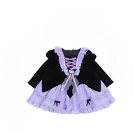 ULEEK ฮาโลวีน Sanrio Kuromi เด็ก Lolita ชุดสาว Kawaii การ์ตูนชุดแม่บ้าน COSPLAY เครื่องแต่งกายชุดเจ้