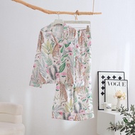 Long-Sleeve Leopard Print Pajama Set - Ice Silk, Comfortable & Soft with 2 Color Options