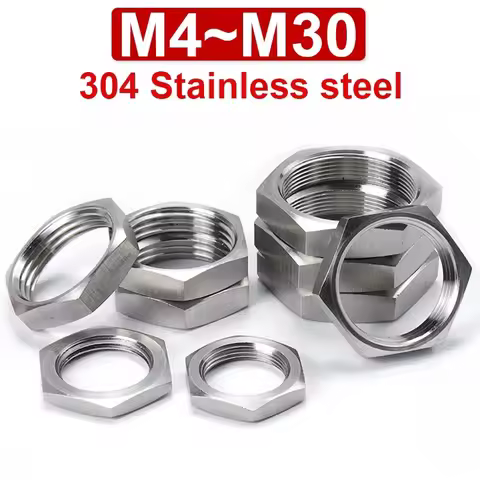 M4 M5 M6~M30 304/316 Stainless Steel Hexagon Thin Nut Root Mother Fine Teeth Nut Inch Pipe Pattern L