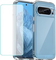Case for Pixel 9 Case/Pixel9 Pro G2YBB Cases with Tempered Glass Screen Protector, Clear Hard PC Bac
