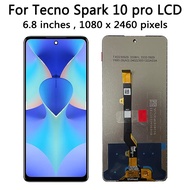 6.8 "Original สำหรับ Tecno Spark 10 Pro หน้าจอ LCD เซ็นเซอร์สัมผัสชุดประกอบดิจิไทเซอร์สำหรับ KI7 Tec
