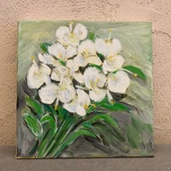 方形畫框原畫 / 一束野薑花 Daylily - 老媽的畫作系列