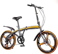 Fashionable Simplicity Folding City Bike 20 Inch Bicycle 7 Speed Gears Carbon Steel Foldable Bicycle Small Unisex Folding Bicycle 7-Speed Variable Speed Adult Portable Bicycle City Bicycle