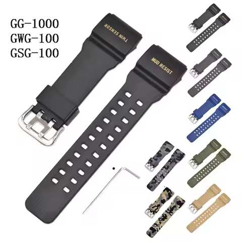 Resin Silicone Strap for Casio G-SHOCK GG-1000 GWG-100 GSG-100 Men Replacement Watch Band Sport Wate