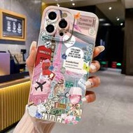 Airplane Map Painted Perforated Beige Painted Minimalist Fashionable Shockproof Phone Case, Compatib