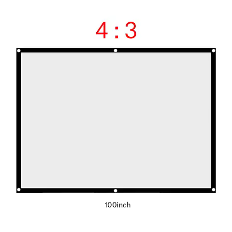 Diagonal 60100 Inch Portable Foldable Noncrease White Projector Curtain Projection Screen 4:3 Portab