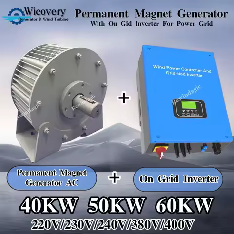 40KW 50KW 60KW 220V 240V 380V 3Phase Alternator Permanent Magnet Generator With On Grid Inverter Com