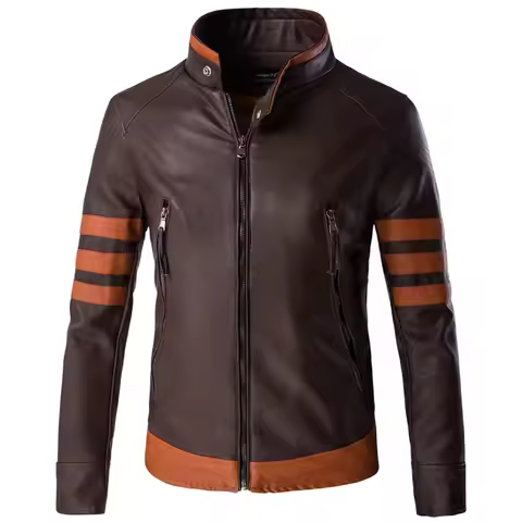 Spring Men's Wolverine Leather Jacket Motorcycle Leather Jacket