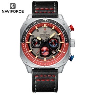 Naviforce นาฬิกาข้อมือผู้ชาย สไตล์สปอร์ตแฟชั่น NF8057 หน้าปัดทรงสี่เหลี่ยมตัดขอบ สายหนัง กันน้ำ ระบบ