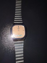 [精品二手] CASIO 卡西歐 AQ-240E 八角形不銹鋼模擬數字手錶 (玫瑰金錶盤) - Module 5154 - 全套附原裝盒及說明書