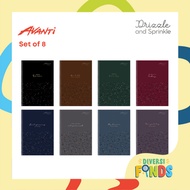 8pcs AVANTI DRIZZLE and SPRINKLE Spiral Notebook 80 leaves w/ Plastic Jacket - Assorted Designs