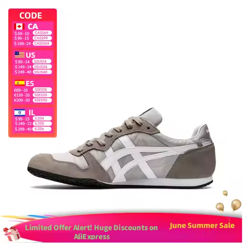 Onitsuka Tiger SERRANO Retro Low-Top Casual Sneakers (Unisex) in Gray and White 1183B400-022