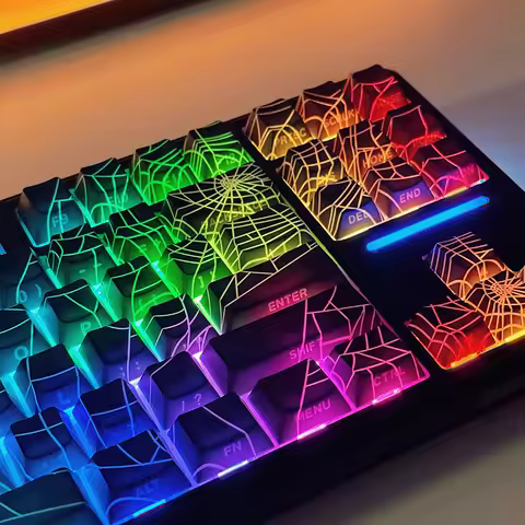 Spider web-shaped PBT custom keycaps are suitable for mechanical gaming keyboards 61/68/75/82/84/87/