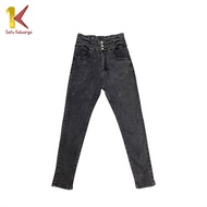 1K Celana Skinny Jeans Stretch Highwaist Wanita Model Tali Silang Samping Fashion P559 Denim Ngaret