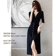 DRESS D8220 THREE M RAIYA KNITTED MIDI SHIRT PREMIUM DRESS KOREAN FASHION IMPORTED BEST SELLING AFFO