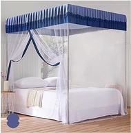 4 Corners Princess Bed Curtain Canopy Canopies Stainless Steel Canopy Bed Frame Post Single Door Elegant Mosquito Net Curtain for All Kinds of Beds,Blue,Twin