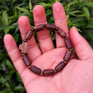 Ebony Tiger rosary with bamboo burning, Catholic beads