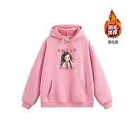 Extra Large Size Women's Clothing 150kg Loose Hooded Sweatshirt Women Autumn Winter Plus Brushed Top