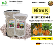 Baja Buah Fruiting Growth Fertilizer Nitro.K NPK 12.12.17+8S+TE- Imported Germany