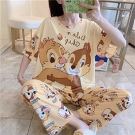 cod new Adult Terno Pajama Cartoon Printed Sleepwear for Women Pambahay