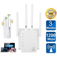 2021 WiFi Range Extender 1200Mbps, Wireless Signal Repeater Booster 2.4 &amp; 5GHz Dual Band 4 Antennas 360° Full Coverage,W