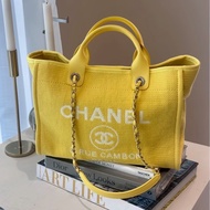 CHANEL 黃色沙灘鏈條包 芯片款