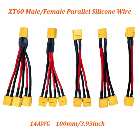 XT60 Parallel Battery Connector 3-Way 14AWG Silicone Wire Male/Female Dual Extension Y Splitter 100m