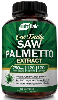NutriFlair Saw Palmetto Extract 750mg, 120 Capsules - Natural Prostate Supplement & Berry Health Sup