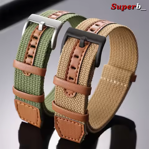 Ribbed Nylon Leather Watch Strap 20mm 22mm for Hamilton Khaki Field for Men Sports Watchband Soft Gr