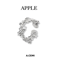 A.CEMI Apple Flower Ringcuff = Ring + Earcuff (Free Size) แหวนเงินแท้ ชุบทอง 18K
