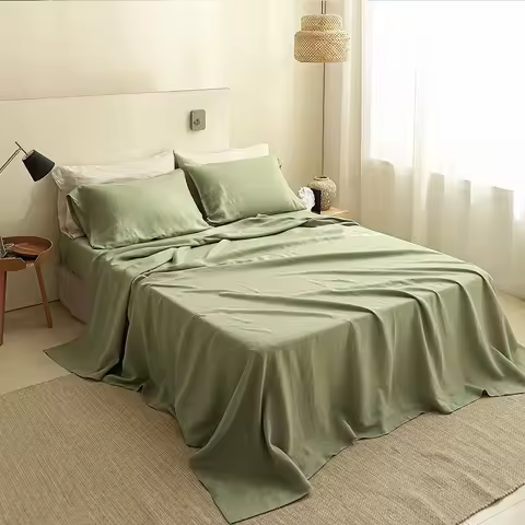 Pure 100% Linen Flat Sheet Moisture Absorbent All Season Linen Bed Sheet Various Sizes Solid Color 1