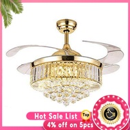 Rose Gold LED Invisable Ceiling Fan Lamp Crystal Lighting Remote Chandelier 42"