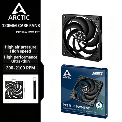 ARCTIC P12 Slim PWM PST 120mm PC Case Fan 200-2100RPM High Air Pressure Ultra-thin Computer Cooling 