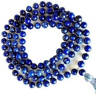 Natural AAA Lapis Lazuli 108 Mala Necklace| Lapis Lazuli Mala|108 Prayer Beaded Mala Necklace| Hand knotted Mala Bracelet | Japa Mala| 8mm Round Beads| Meditation Tassel |Buddhist Mala, Gemstone,