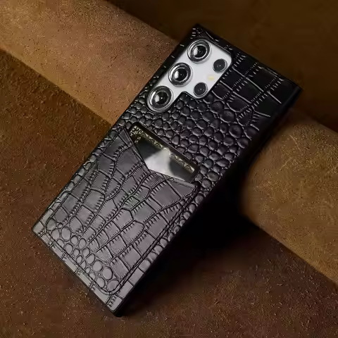 Premium Genuine Leather Phone Case For Samsung Galaxy S24 Ultra Cases S23FE S22 sS21 S20 Cover Full