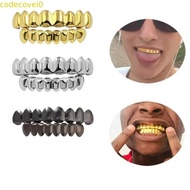 CODECOVEI Teeth Grillz Top Bottom Set, Glossy  Anti Slip Teeth Grillz Caps, Classic Silver Shiny Gol