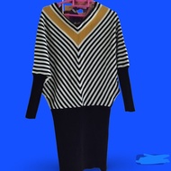 blouse batwing hitam putih