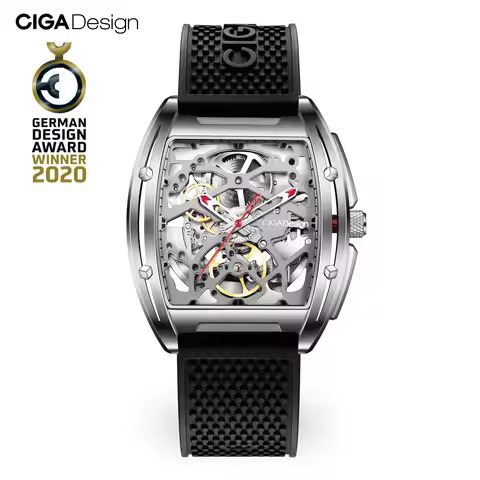 CIGA Design Automatic Mechanical Men's Watches Z Series Skeleton Watch for Men Stainless Steel Case 